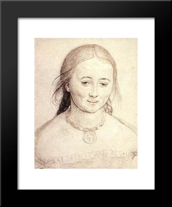 Head Of A Woman 20x24 Black Modern Wood Framed Art Print Poster by Holbein the Younger, Hans