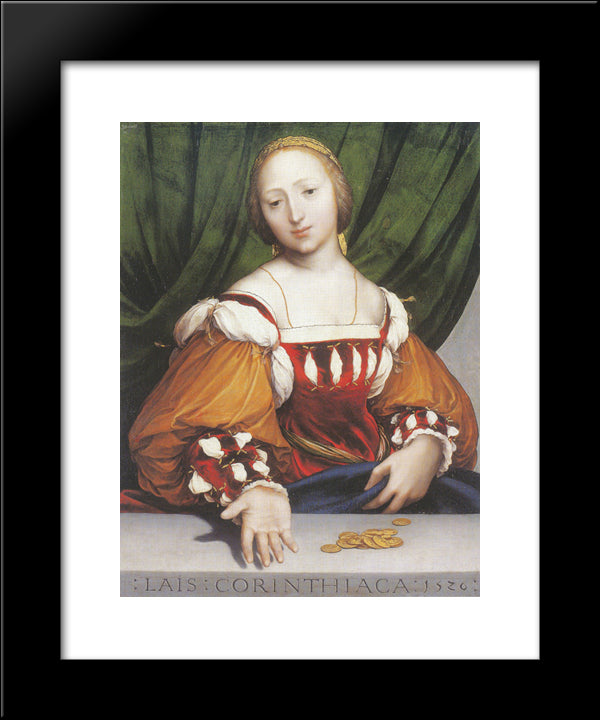 Lais Corinthiaca 20x24 Black Modern Wood Framed Art Print Poster by Holbein the Younger, Hans