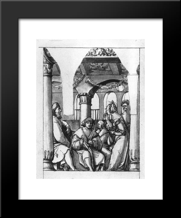 Leaena Before The Judges 20x24 Black Modern Wood Framed Art Print Poster by Holbein the Younger, Hans