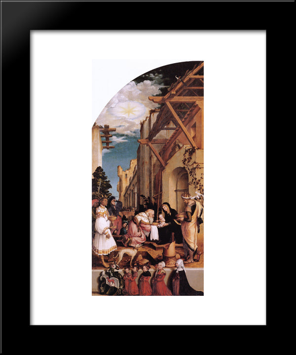 Oberried Altarpiece, Left Interior Wing - The Adoration Of The Magi 20x24 Black Modern Wood Framed Art Print Poster by Holbein the Younger, Hans