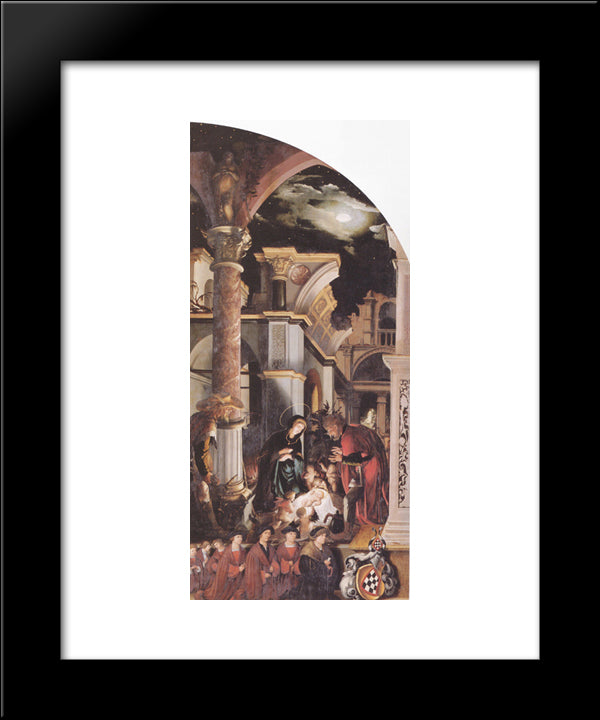Oberried Altarpiece, Right Interior Wing - The Birth Of Christ 20x24 Black Modern Wood Framed Art Print Poster by Holbein the Younger, Hans