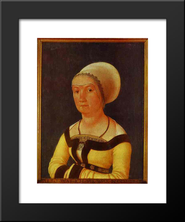 Portrait Of 34 Year Old Woman 20x24 Black Modern Wood Framed Art Print Poster by Holbein the Younger, Hans