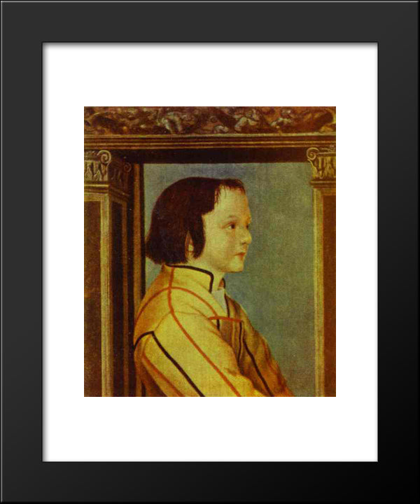 Portrait Of A Boy With Chestnut Hair 20x24 Black Modern Wood Framed Art Print Poster by Holbein the Younger, Hans