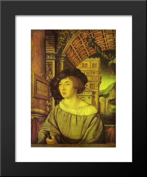 Portrait Of A Young Man 20x24 Black Modern Wood Framed Art Print Poster by Holbein the Younger, Hans