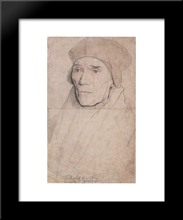 Portrait Of Bishop John Fisher 20x24 Black Modern Wood Framed Art Print Poster by Holbein the Younger, Hans