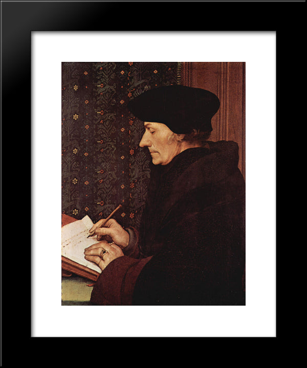 Portrait Of Desiderius Erasmus 20x24 Black Modern Wood Framed Art Print Poster by Holbein the Younger, Hans
