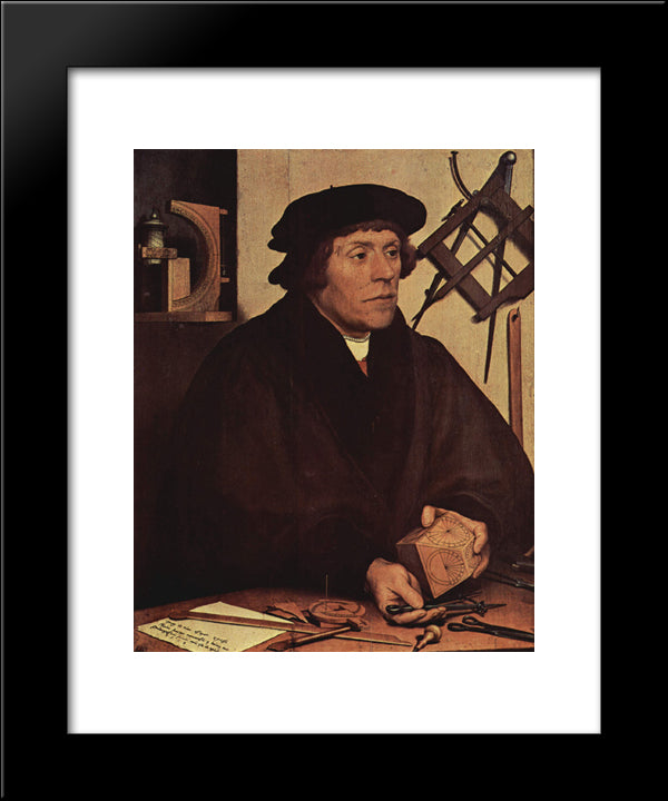 Portrait Of Nicholas Kratzer 20x24 Black Modern Wood Framed Art Print Poster by Holbein the Younger, Hans