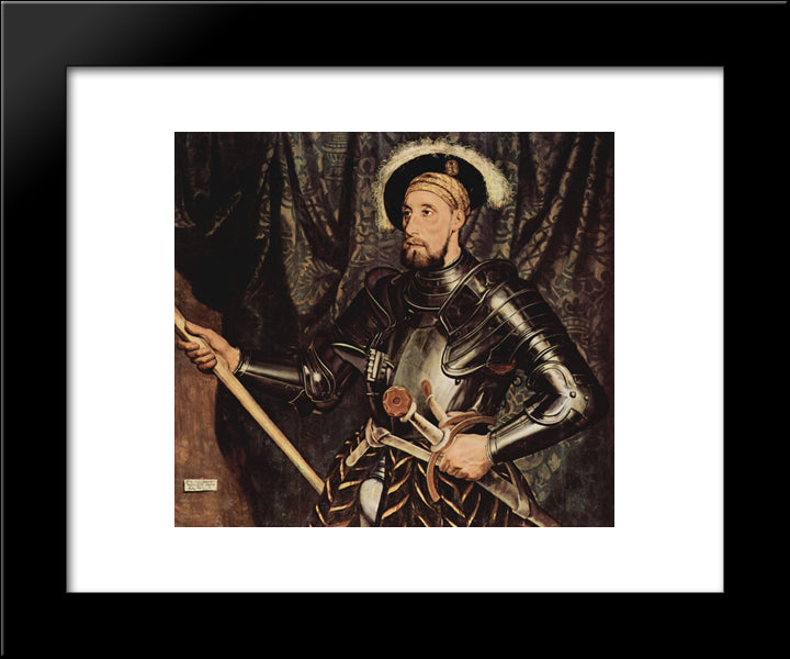 Portrait Of Sir Nicholas Carew 20x24 Black Modern Wood Framed Art Print Poster by Holbein the Younger, Hans