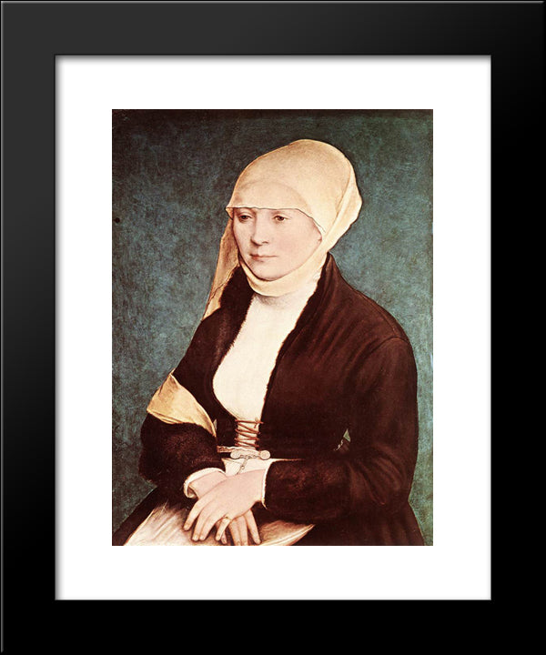 Presumed Portrait Of The Artist'S Wife 20x24 Black Modern Wood Framed Art Print Poster by Holbein the Younger, Hans