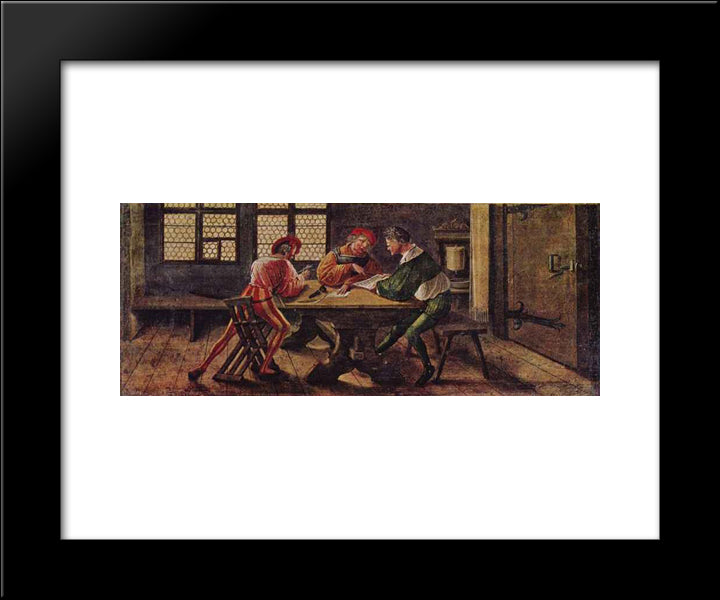 Signboard For A Schoolmaster 20x24 Black Modern Wood Framed Art Print Poster by Holbein the Younger, Hans