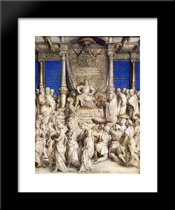 Solomon And The Queen Of Sheba 20x24 Black Modern Wood Framed Art Print Poster by Holbein the Younger, Hans