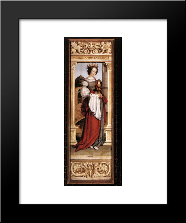St. Barbara 20x24 Black Modern Wood Framed Art Print Poster by Holbein the Younger, Hans