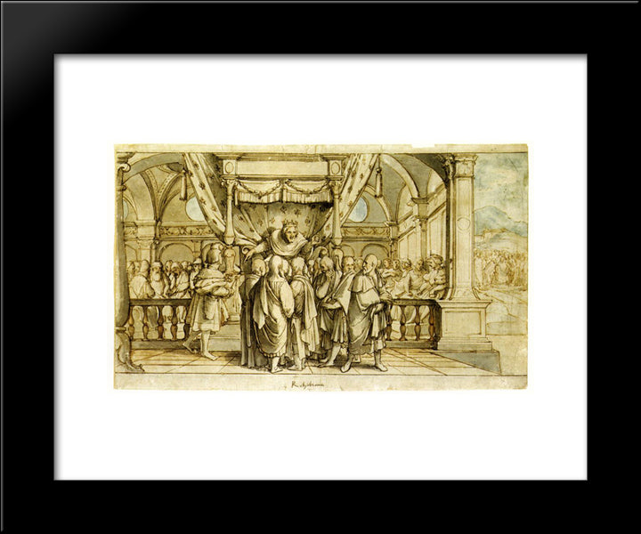 The Arrogance Of Rehoboam 20x24 Black Modern Wood Framed Art Print Poster by Holbein the Younger, Hans