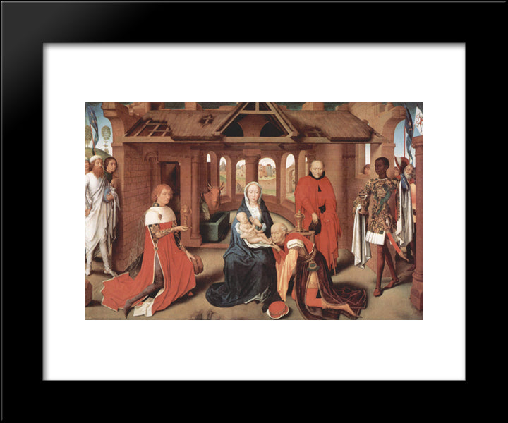 Adoration Of The Magi, Central Panel Of The Triptych Of The Adoration Of The Magi 20x24 Black Modern Wood Framed Art Print Poster by Memling, Hans