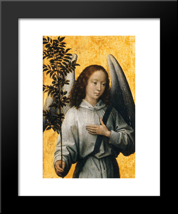 Angel Holding An Olive Branch 20x24 Black Modern Wood Framed Art Print Poster by Memling, Hans