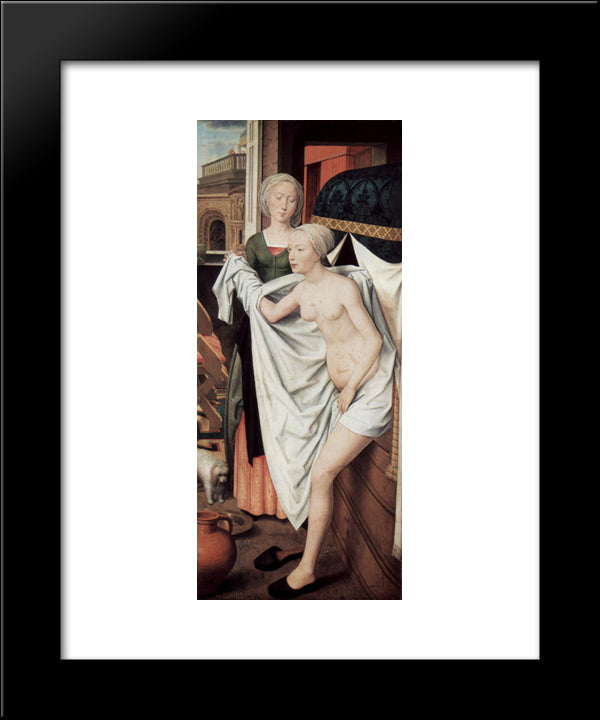 Bathsheba In The Bath 20x24 Black Modern Wood Framed Art Print Poster by Memling, Hans