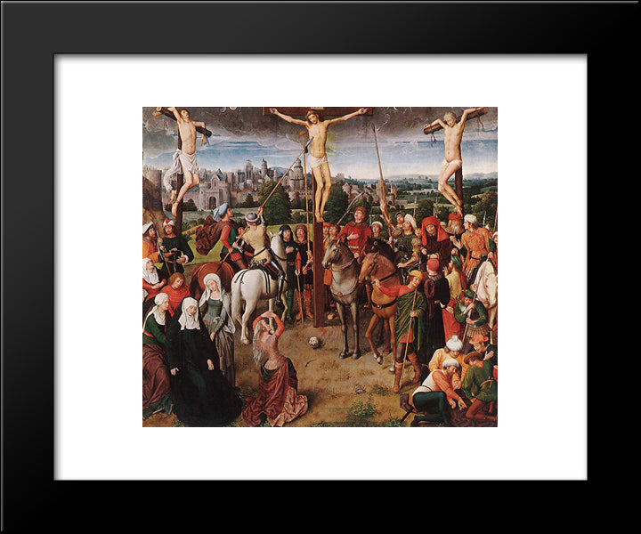Crucifixion 20x24 Black Modern Wood Framed Art Print Poster by Memling, Hans