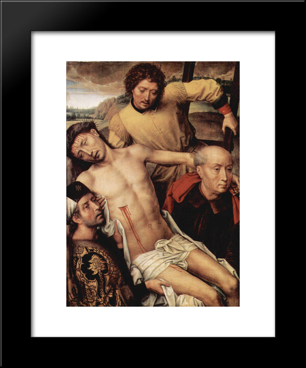 Descent From The Cross, Left Hand Panel From The Deposition Diptych 20x24 Black Modern Wood Framed Art Print Poster by Memling, Hans
