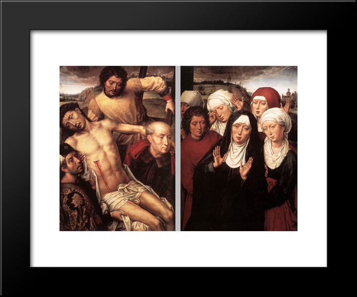 Diptych With The Deposition 20x24 Black Modern Wood Framed Art Print Poster by Memling, Hans