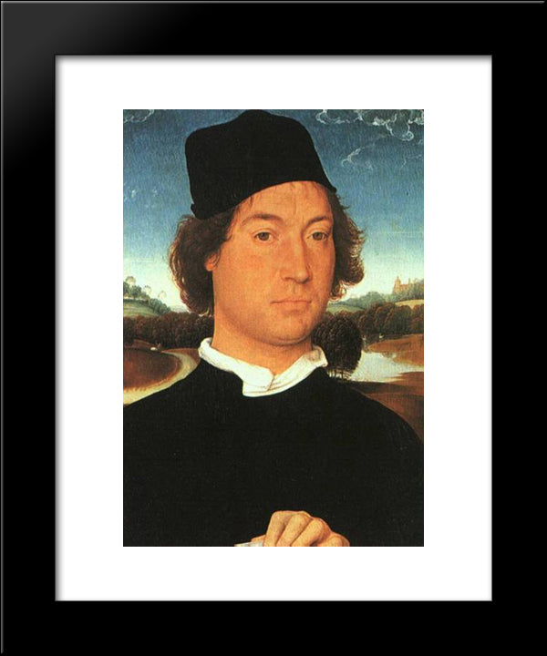 Man With A Black Cap 20x24 Black Modern Wood Framed Art Print Poster by Memling, Hans