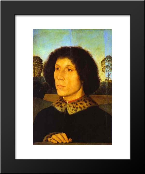 Portrait Of A Man In A Landscape 20x24 Black Modern Wood Framed Art Print Poster by Memling, Hans