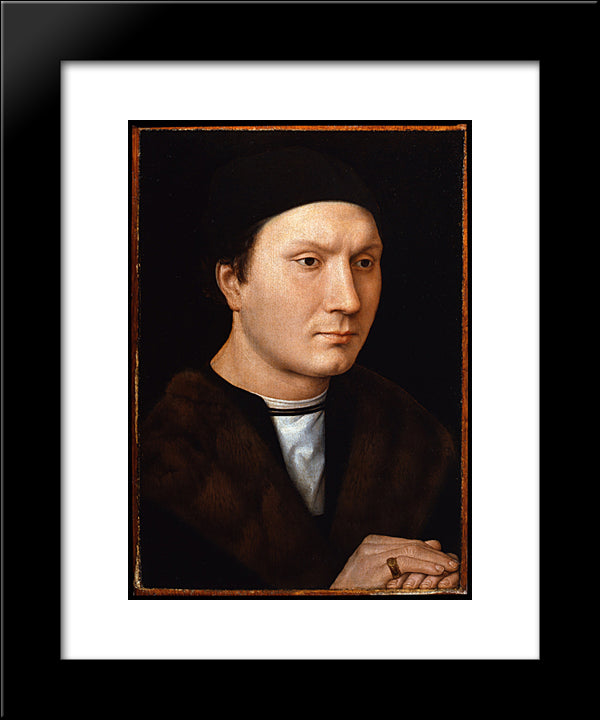 Portrait Of An Unknown Man With A Letter 20x24 Black Modern Wood Framed Art Print Poster by Memling, Hans
