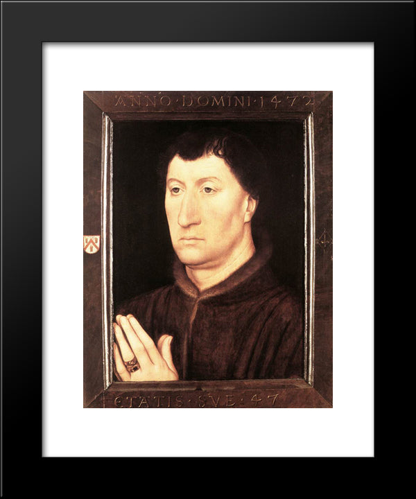 Portrait Of Gilles Joye 20x24 Black Modern Wood Framed Art Print Poster by Memling, Hans
