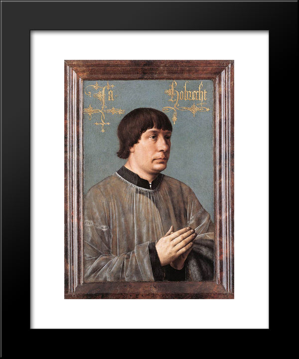 Portrait Of Jacob Obrecht 20x24 Black Modern Wood Framed Art Print Poster by Memling, Hans