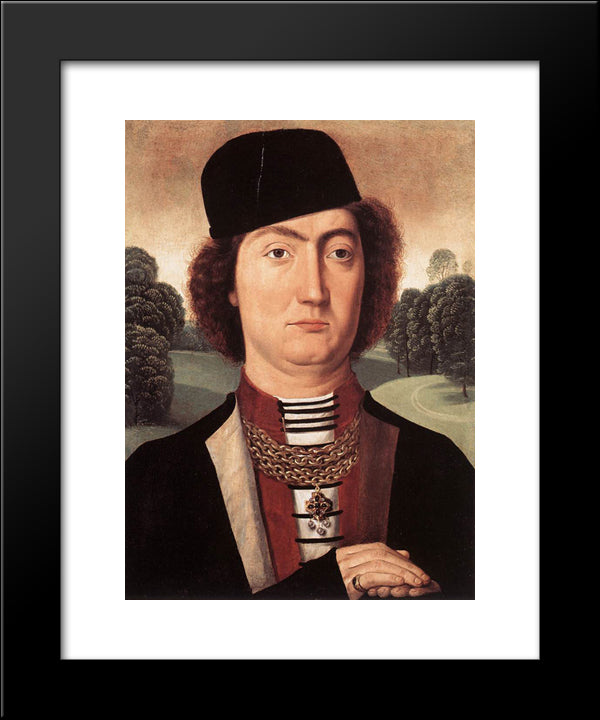 Portrait Of Jacques Of Savoy 20x24 Black Modern Wood Framed Art Print Poster by Memling, Hans