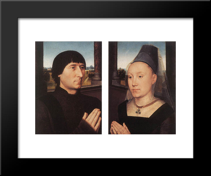 Portraits Of Willem Moreel And His Wife 20x24 Black Modern Wood Framed Art Print Poster by Memling, Hans