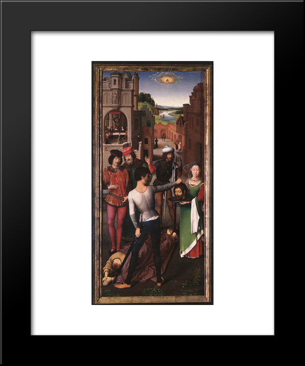 St. John Altarpiece Left Wing 20x24 Black Modern Wood Framed Art Print Poster by Memling, Hans