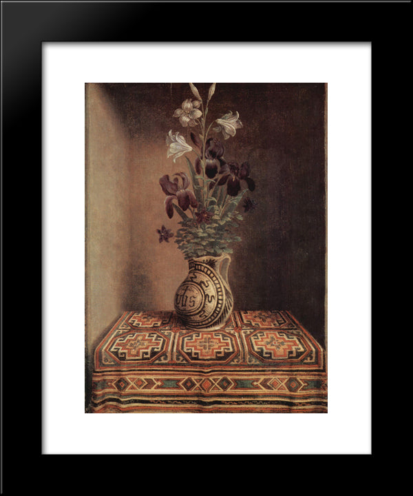 Still Life With A Jug With Flowers. The Reverse Side Of The Portrait Of A Praying Man 20x24 Black Modern Wood Framed Art Print Poster by Memling, Hans