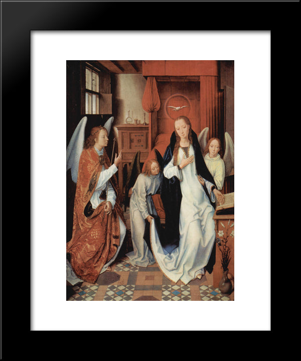 The Annunciation 20x24 Black Modern Wood Framed Art Print Poster by Memling, Hans