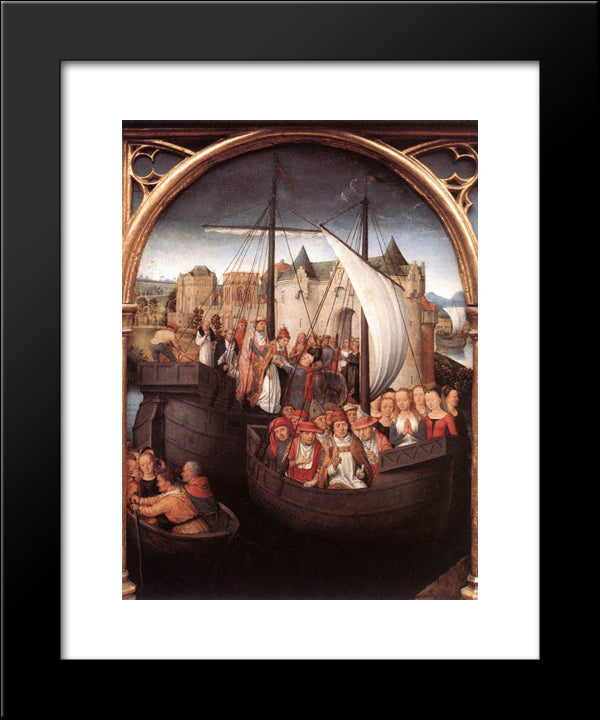 The Departure Of Saint Ursula From Basle, Panel From The Reliquary Of St. Ursula 20x24 Black Modern Wood Framed Art Print Poster by Memling, Hans