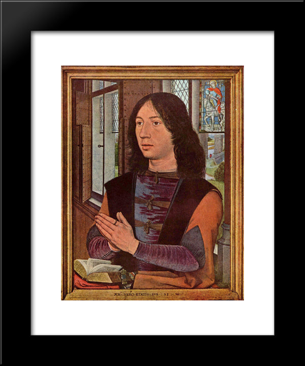 The Donor, From The Right Wing Of The Diptych Of Maerten Van Nieuwenhove 20x24 Black Modern Wood Framed Art Print Poster by Memling, Hans