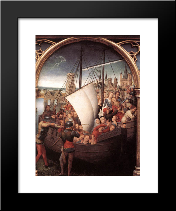 The Martyrdom Of Saint Ursula And Her Companions At Cologne, From The Reliquary Of St. Ursula 20x24 Black Modern Wood Framed Art Print Poster by Memling, Hans