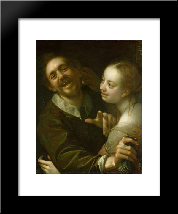 A Couple At A Guesthouse 20x24 Black Modern Wood Framed Art Print Poster by Aachen, Hans von