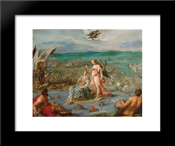 Allegory On The Battle Of Sisak 20x24 Black Modern Wood Framed Art Print Poster by Aachen, Hans von