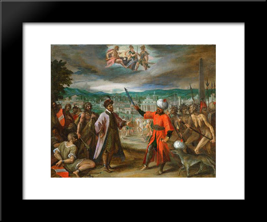 Allegory On The Declaration Of War Before Constantinople 20x24 Black Modern Wood Framed Art Print Poster by Aachen, Hans von
