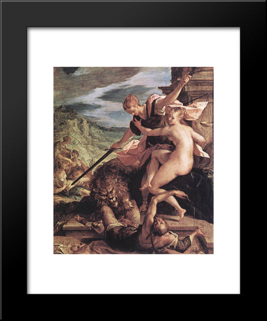Allegory Or The Triumph Of Justice 20x24 Black Modern Wood Framed Art Print Poster by Aachen, Hans von