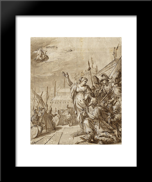 Augustus And The Tiburtine Sibyl 20x24 Black Modern Wood Framed Art Print Poster by Aachen, Hans von