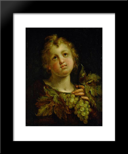 Boy With Grapes 20x24 Black Modern Wood Framed Art Print Poster by Aachen, Hans von