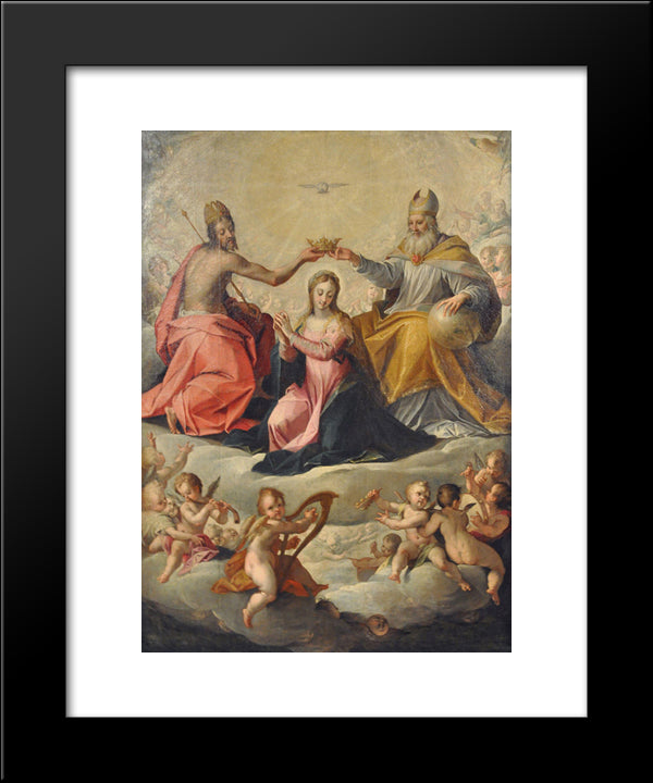 Coronation Of Mary 20x24 Black Modern Wood Framed Art Print Poster by Aachen, Hans von