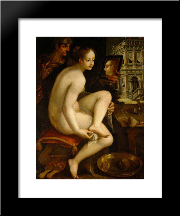 David And Bathsheba 20x24 Black Modern Wood Framed Art Print Poster by Aachen, Hans von