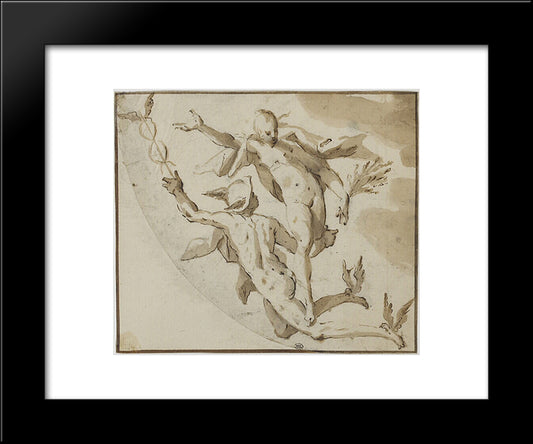 Mercury And Ceres Flying Through The Air 20x24 Black Modern Wood Framed Art Print Poster by Aachen, Hans von