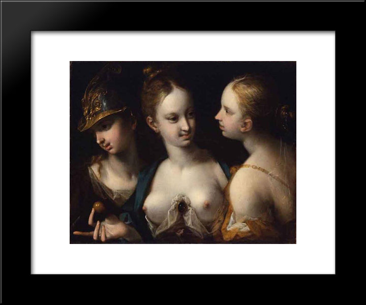 Pallas Athena, Venus And Juno 20x24 Black Modern Wood Framed Art Print Poster by Aachen, Hans von