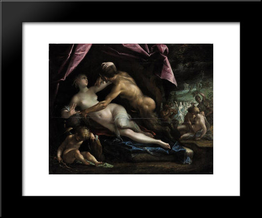 Pan And Selene 20x24 Black Modern Wood Framed Art Print Poster by Aachen, Hans von