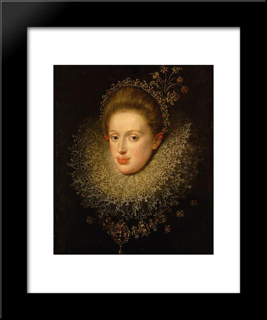 Portrait Of Anna Of Austria (1585-1618) 20x24 Black Modern Wood Framed Art Print Poster by Aachen, Hans von