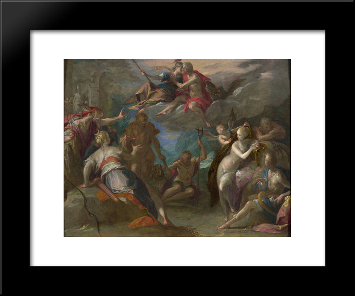 The Amazement Of The Gods 20x24 Black Modern Wood Framed Art Print Poster by Aachen, Hans von