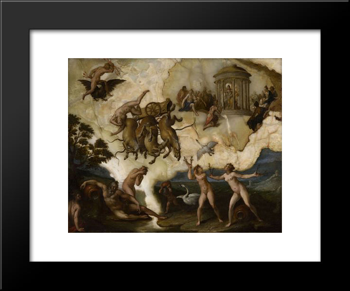 The Fall Of Phaeton 20x24 Black Modern Wood Framed Art Print Poster by Aachen, Hans von